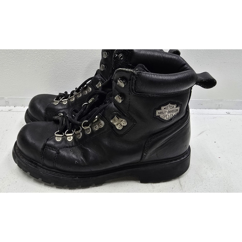 Harley-Davidson Men's Black Leather Work Motorcycle Boots D-Ring Lace Up US 7.5